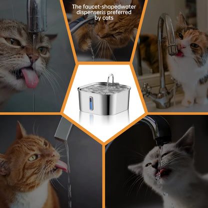 AquaFlow Stainless Steel Pet Water Fountain – Silent Hydration for Cats & Dogs