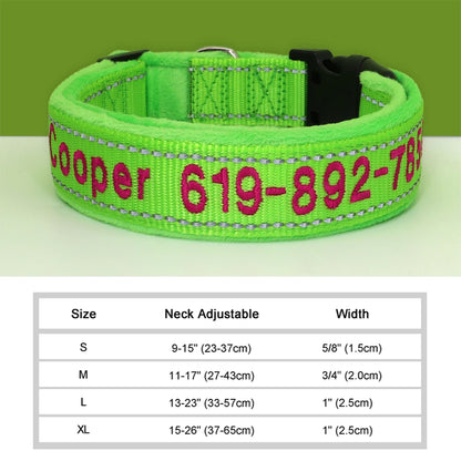 GuardGlow Personalized Embroidered Reflective Dog Collar – Premium Padded Night Safety for All Breeds