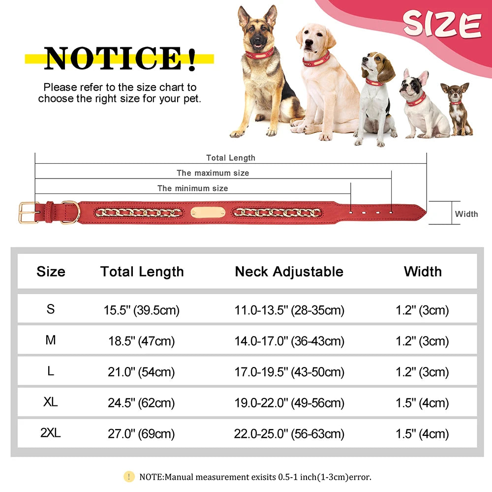 LuxeLeather Custom Dog Collar – Personalized ID Tag for All Breeds