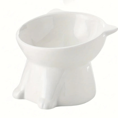 PurrComfort Orthopedic Tilted Cat Bowl – Anti-Vomiting 15° Slanted Food & Water Feeding Station with Stable Non-Slip Base