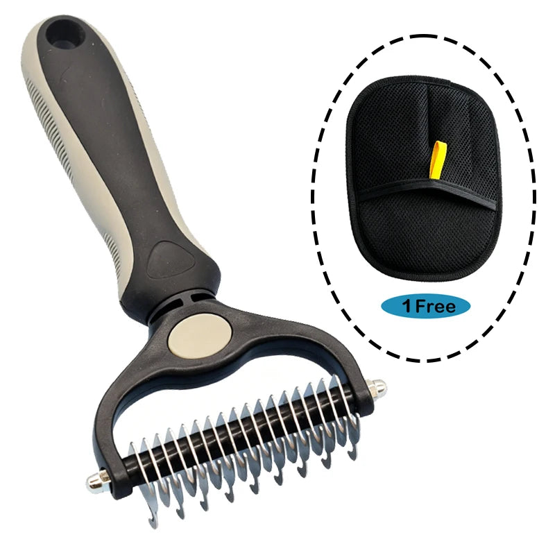 Dual-Action Pet Grooming Comb – Professional Stainless Steel Detangler & Undercoat Tool
