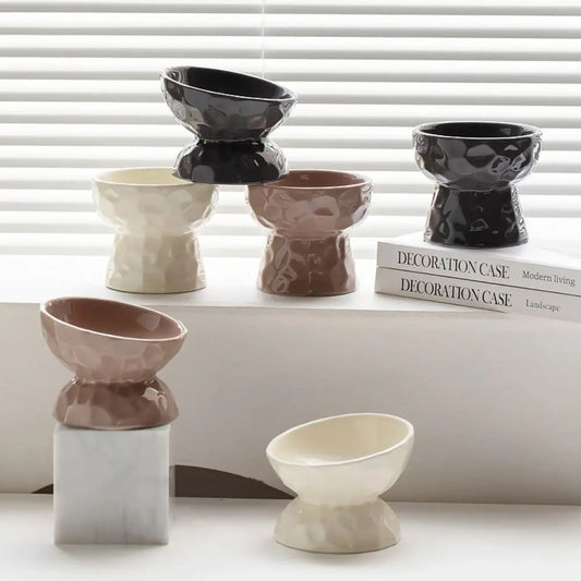 Sophisticated Ceramic Pet Bowl – Slanted Design for Comfort and Style
