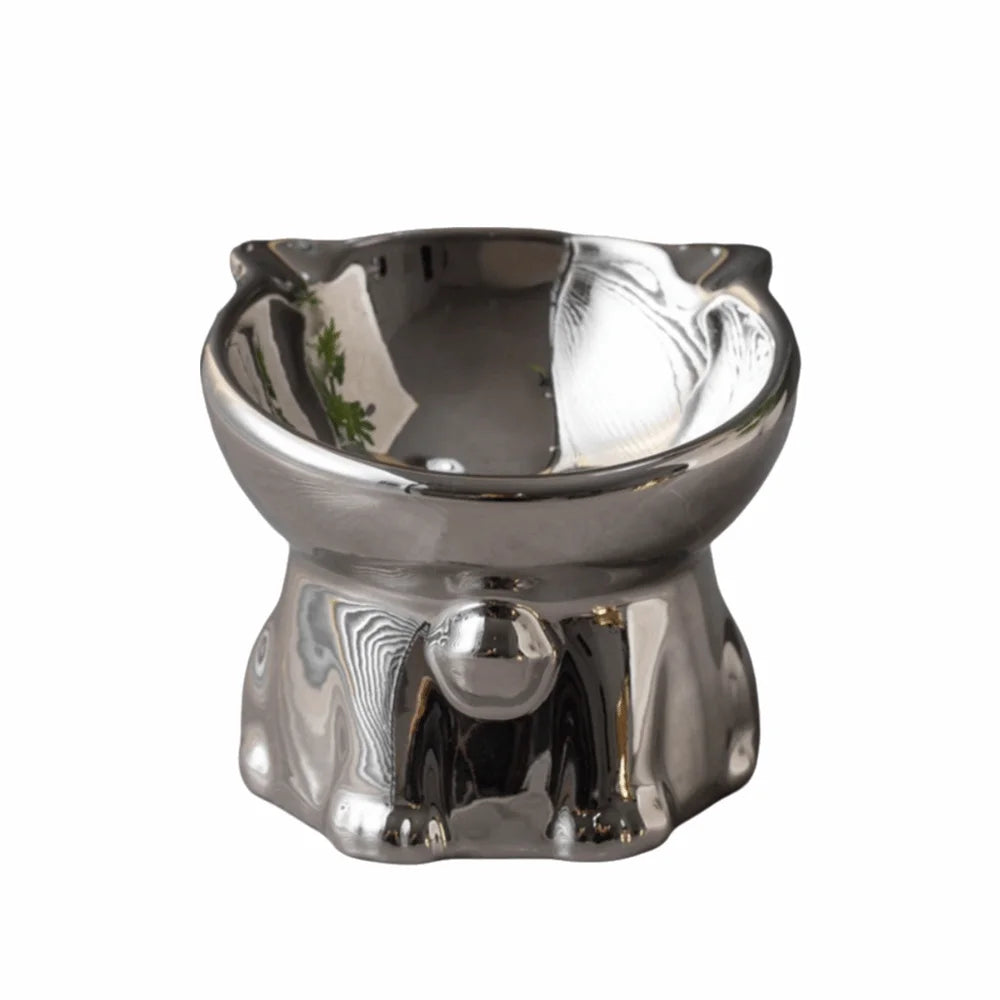 WhiskerDine Ergonomic Ceramic Pet Bowl – Elevated Anti-Spill Feeder for Neck Protection