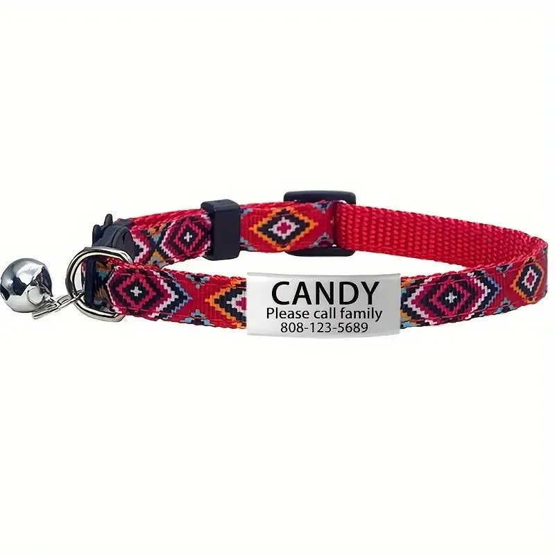 Personalized ID Tag Cat Collar with Bell & Safety Breakaway