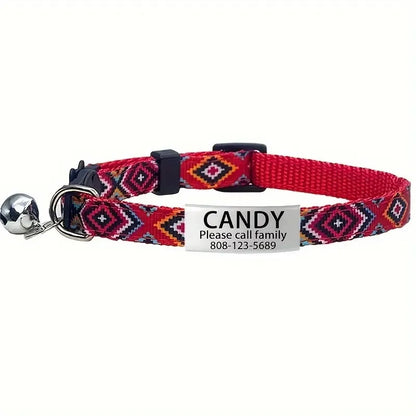 Personalized ID Tag Cat Collar with Bell & Safety Breakaway