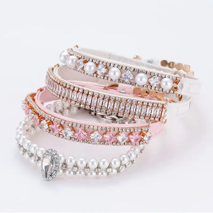 Elegant Pearl & Rhinestone Collar – Chic Accessory for Small Dogs & Cats