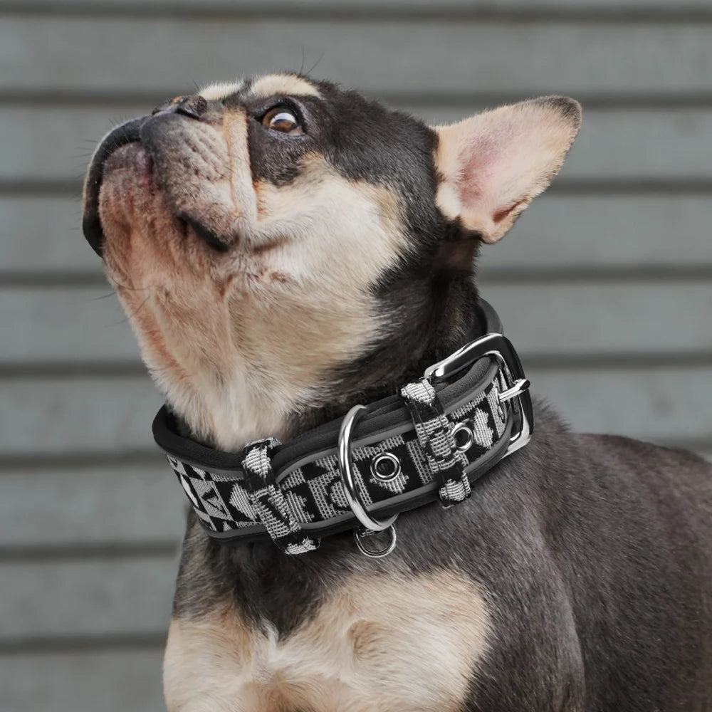 Reflective Wide Dog Collar - Durable & Adjustable for Medium to Large Breeds