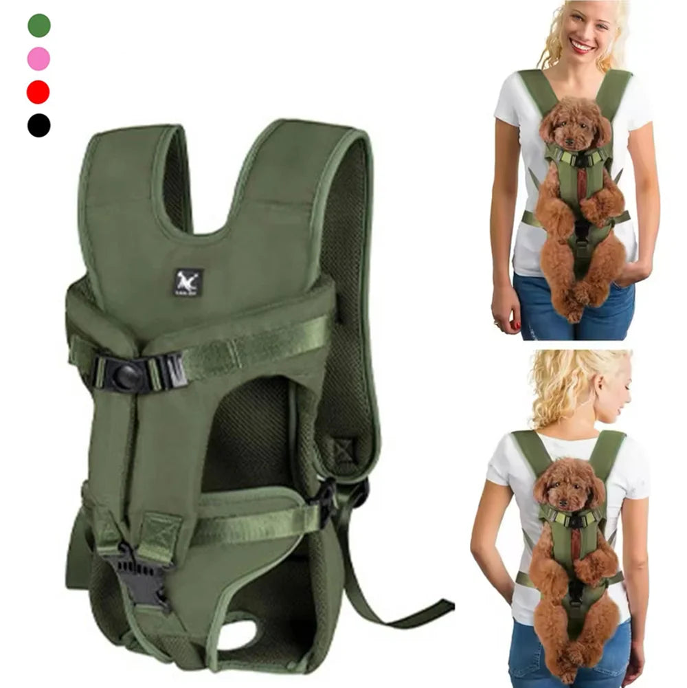 AeroTravel Hands-Free Front Pet Carrier Backpack – Premium Breathable Nylon Travel Vest for Cats and Small to Medium Dogs