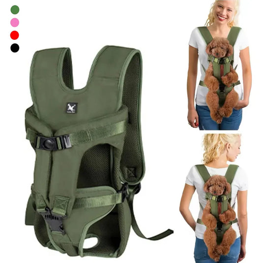 AeroTravel Hands-Free Front Pet Carrier Backpack – Premium Breathable Nylon Travel Vest for Cats and Small to Medium Dogs
