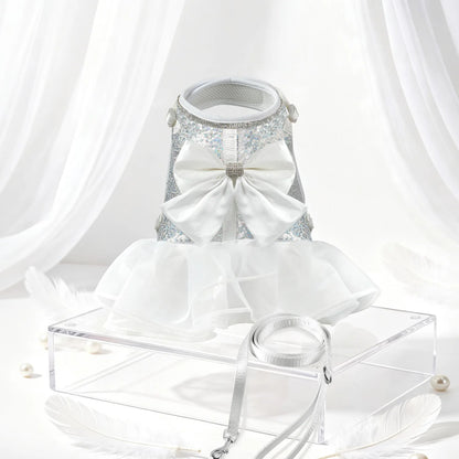 PrincessGlow Glitter Dress Harness & Leash Set – Sparkling Elegance for Special Occasions