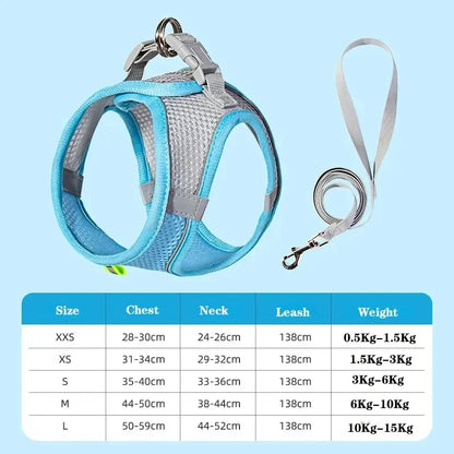 AirStride Breathable Mesh Vest Harness – Soft & Adjustable Training Harness for Dogs & Cats