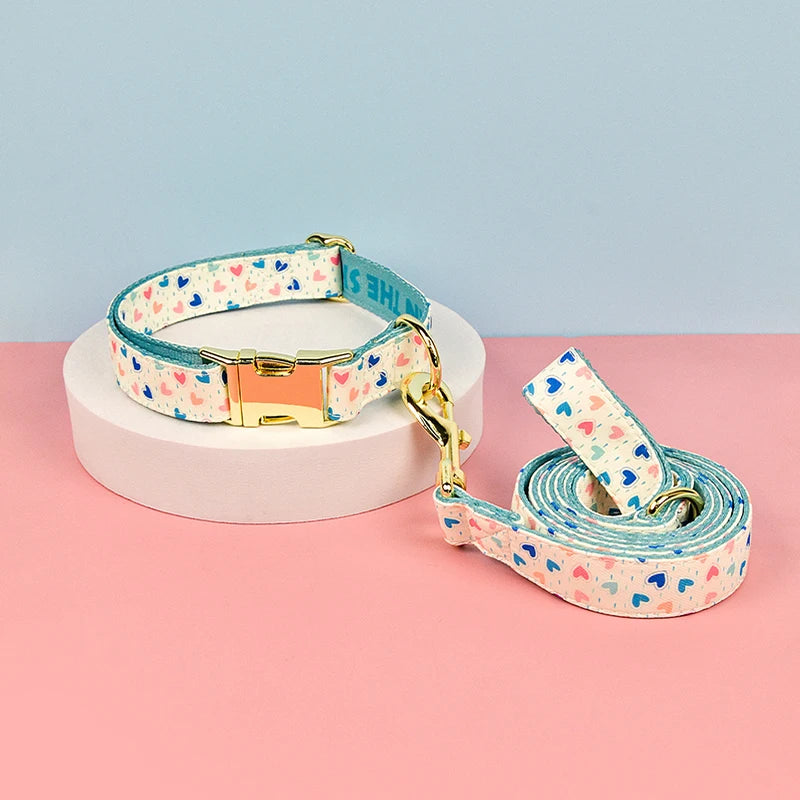 Vibrant Paws Luxury Double-Sided Collar & Leash Set – Adjustable and Colorful for All Dogs