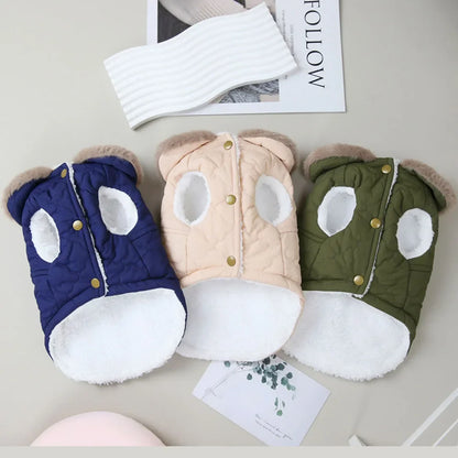 Waterproof Fur Collar Dog Jacket with Warm Fleece Lining