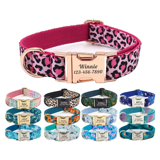 PlaidPaw Personalized Dog Collar & Leash Set – Custom Engraved ID Tag