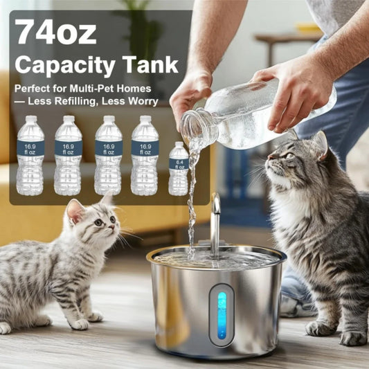 AquaPure Stainless Steel Pet Water Fountain - Ultra Quiet Hydration Station