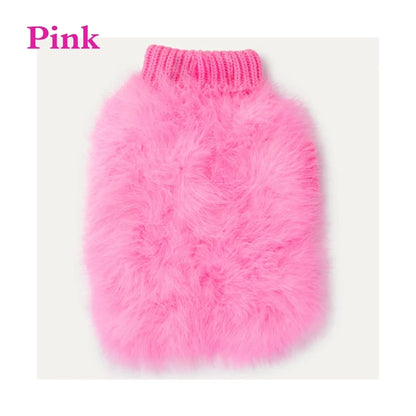 LuxePaw Colorful Faux Fur Sweater - Designer Warmth for Small Dogs & Cats