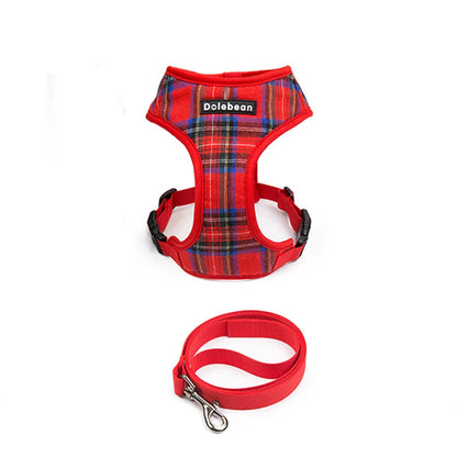 Classic Plaid Pet Harness & Leash Set for Small Dogs