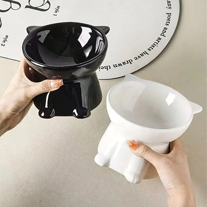 PurrComfort Orthopedic Tilted Cat Bowl – Anti-Vomiting 15° Slanted Food & Water Feeding Station with Stable Non-Slip Base