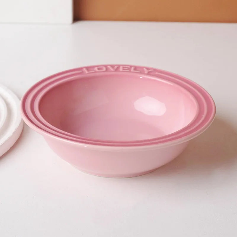 French Flair Gradient Ceramic Pet Plate – Colorful Pre-Dinner Dining Bowl for Dogs and Cats