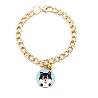 PawChic Gold-Tone Chain Collar – Fashionable Pendant with Bells for Puppies and Cats