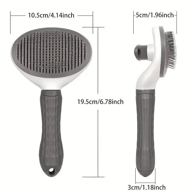 FurGlow Self-Cleaning Grooming Comb – Premium De-Shedding Slicker Brush for Cats and Dogs
