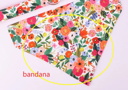 Elegant Floral Dog Harness Set with Personalized Collar & Leash