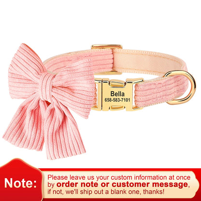 Bowtie Charm Custom Dog Collar - Personalized Elegance for Your Pet