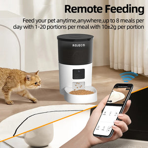 ROJECO Automatic Cat Feeder With Camera Video