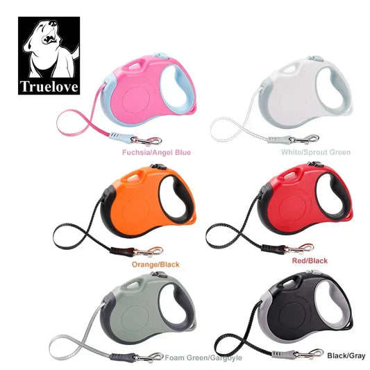 Truelove Tangle-Free Hands-Free Retractable Leash – 16ft Nylon Tape Walking System with One-Handed Brake & Bonus Shoulder Strap
