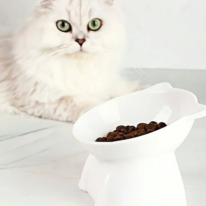 PurrComfort Orthopedic Tilted Cat Bowl – Anti-Vomiting 15° Slanted Food & Water Feeding Station with Stable Non-Slip Base