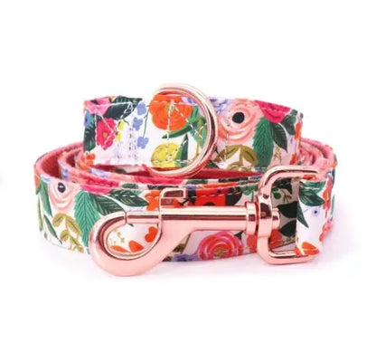 Elegant Floral Dog Harness Set with Personalized Collar & Leash