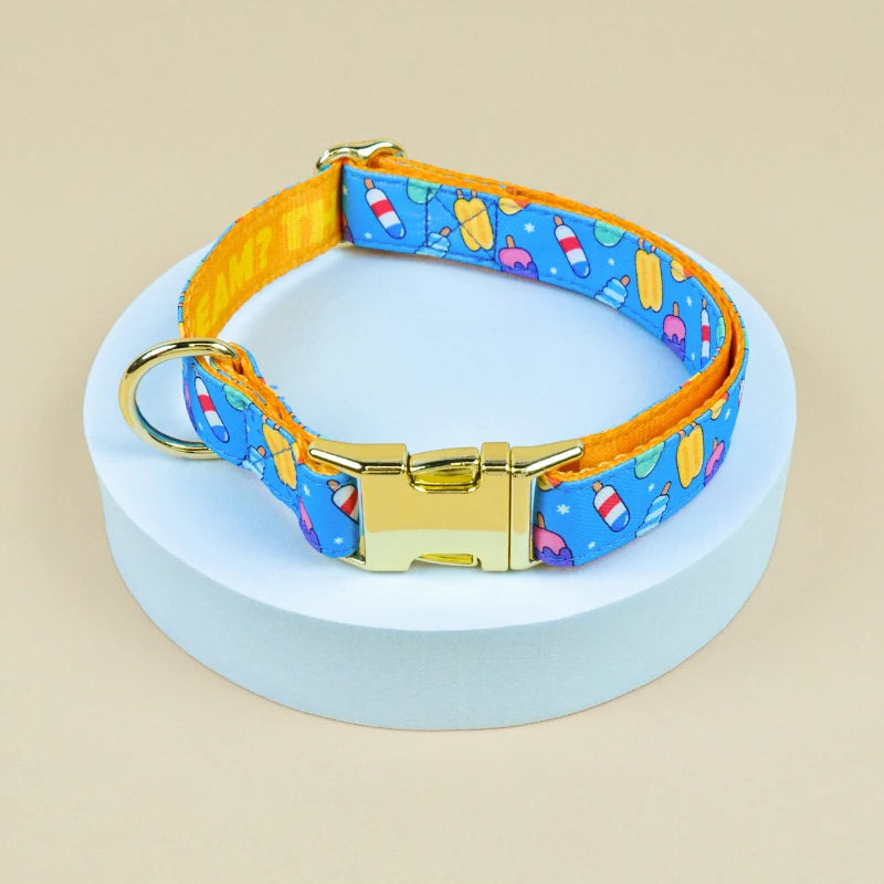 LoveFest Adjustable Pet Collar – Double-Sided Print with Charming Pendant