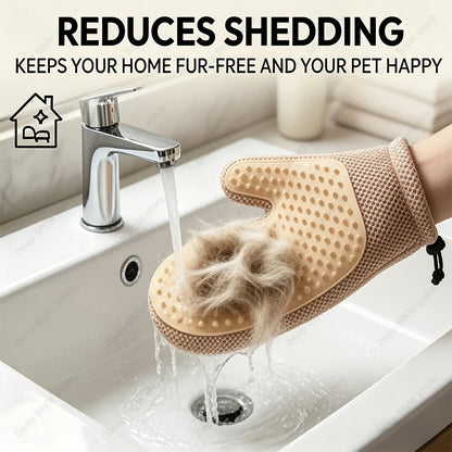 GloveSpa Two-Sided Pet Grooming Glove – Gentle Loose Fur Remover & Massage Tool