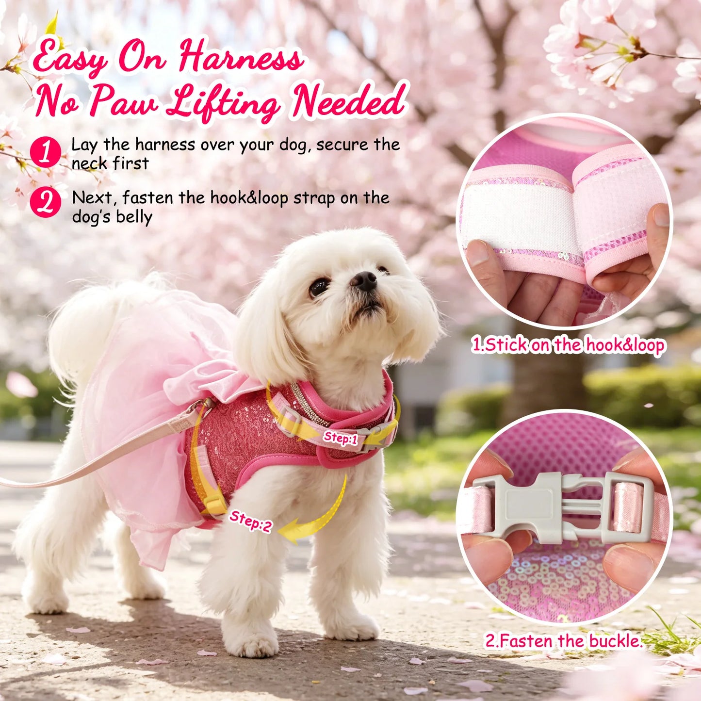 PrincessGlow Glitter Dress Harness & Leash Set – Sparkling Elegance for Special Occasions