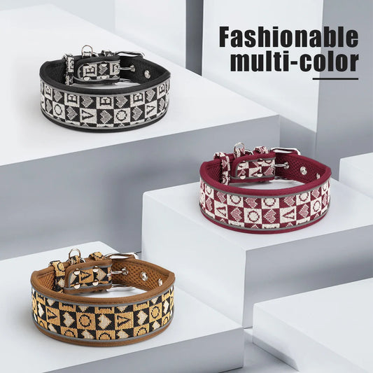 Reflective Wide Dog Collar - Durable & Adjustable for Medium to Large Breeds