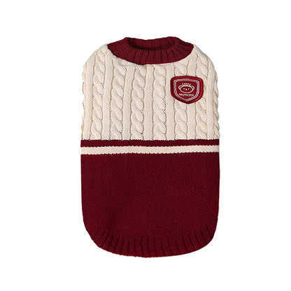 Cozy Classics: Festive Cotton Sweater for Small & Medium Pets