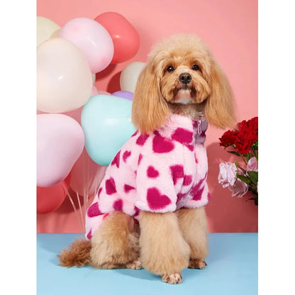 Heartfelt Hugs Plush Dog Hoodie – Cozy Winter Holiday Jacket