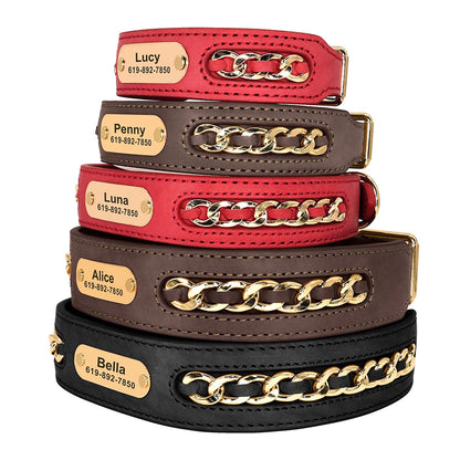 LuxeLeather Custom Dog Collar – Personalized ID Tag for All Breeds