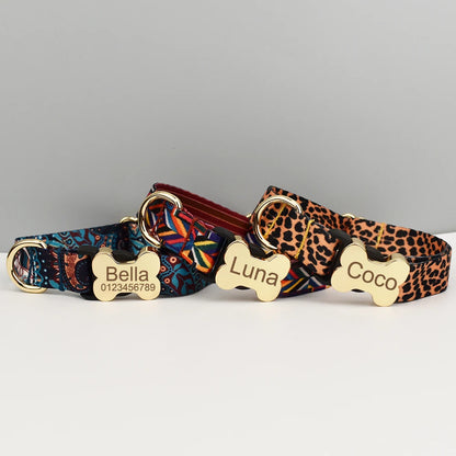 EthnoCharm Custom Engraved Dog Collar & Leash Set – Personalized with Nameplate