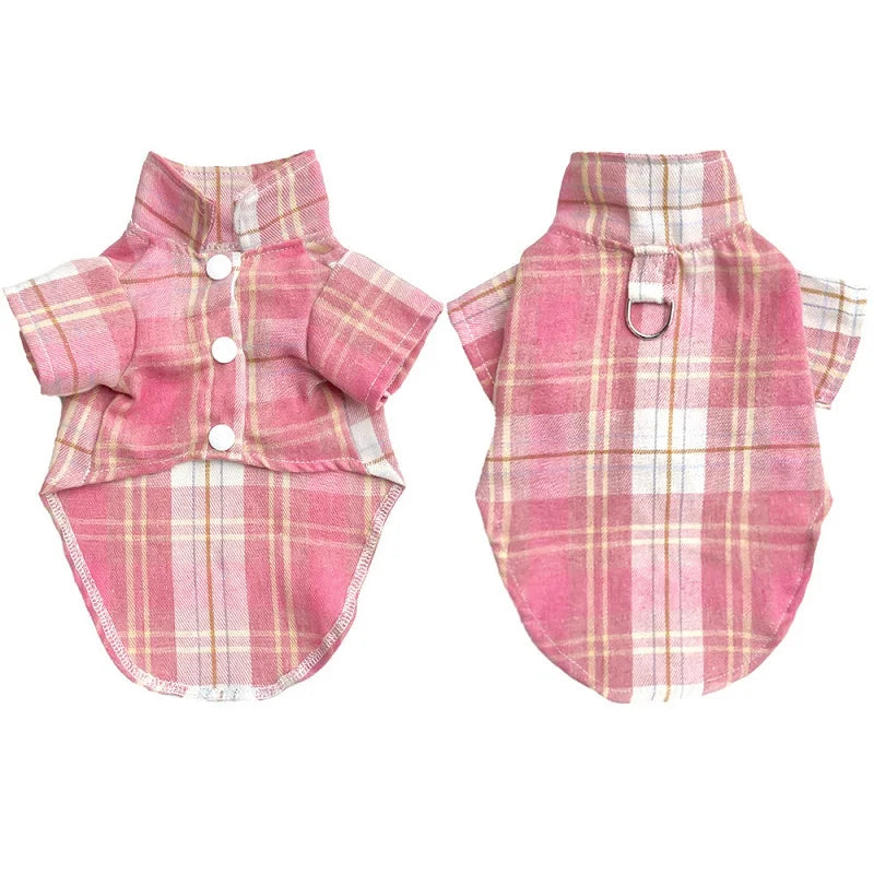 TimberPlaid Classical Breathable Pet Shirt – Lightweight Autumn Button-Up Coat for Cats and Small to Large Dogs