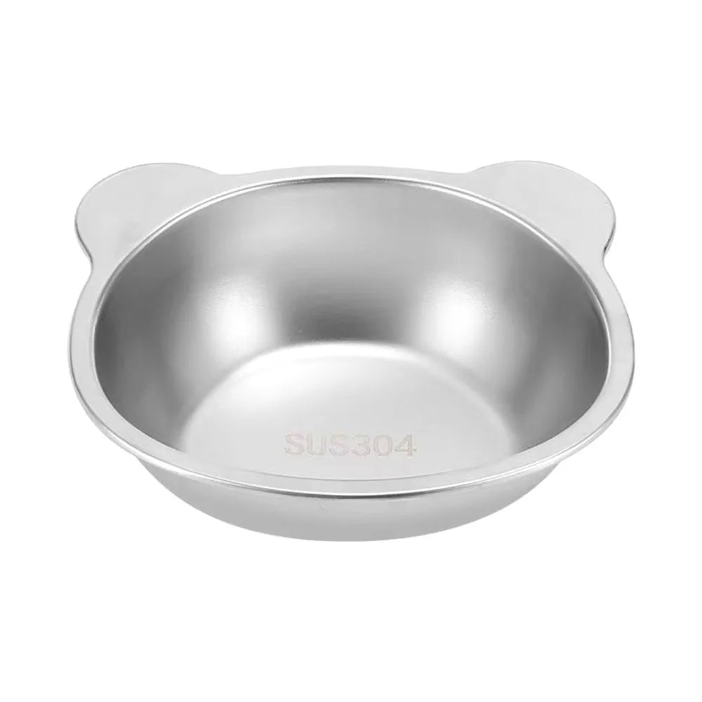 Elevated Stainless Steel Cat Bowl with Slanted Neck Guard