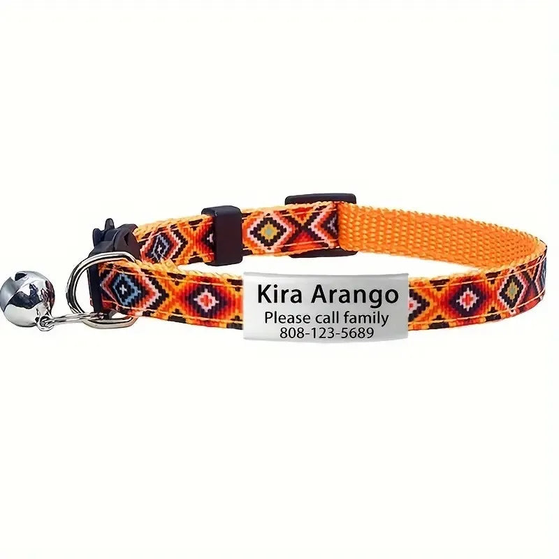 Personalized ID Tag Cat Collar with Bell & Safety Breakaway