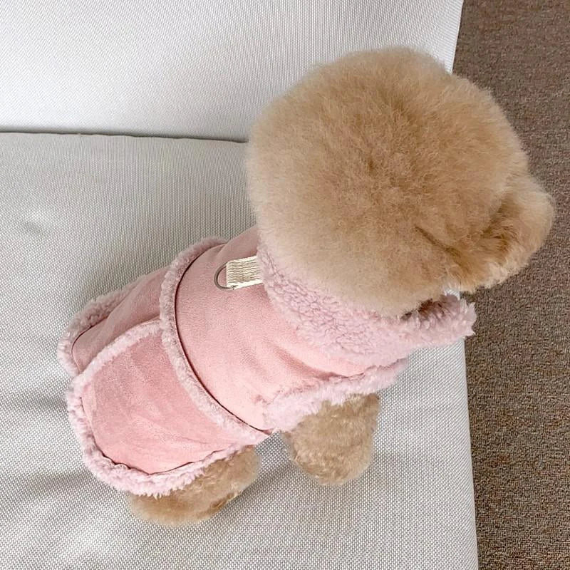 Classic Wool Dog Vest with Traction Buckle – Cozy Velvet Jacket Coat for Pets