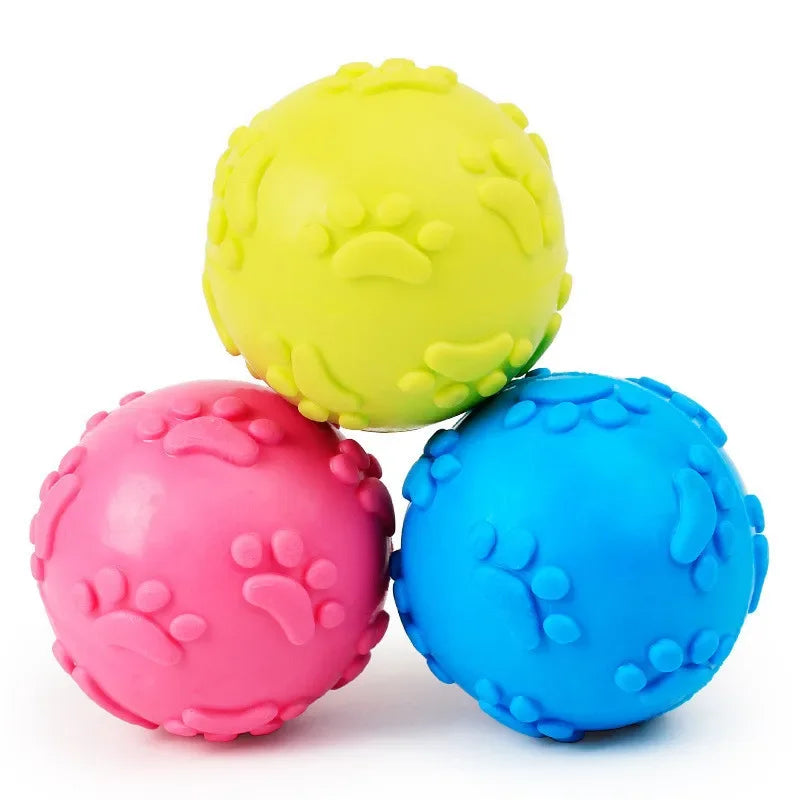 PawPlay Textured Rubber Squeaky Ball – Non-Toxic Interactive Chew Toy for Dogs