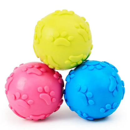 PawPlay Textured Rubber Squeaky Ball – Non-Toxic Interactive Chew Toy for Dogs