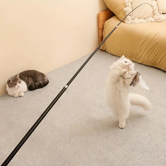 Extendable Cartoon Cat Teaser Rod – Interactive Feather Toy