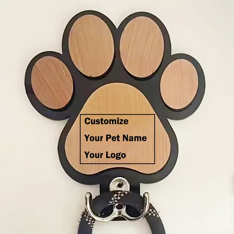 PawCharm Custom Wooden Leash & Collar Holder – Wall Mount Organizer