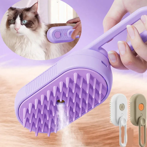 3 in1 Dog Steamer Brush for Massage Pet Grooming