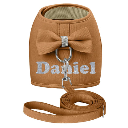 BowKnot Bliss: Personalized Mesh Harness & Leash Set for Stylish Pups - Barking Meows