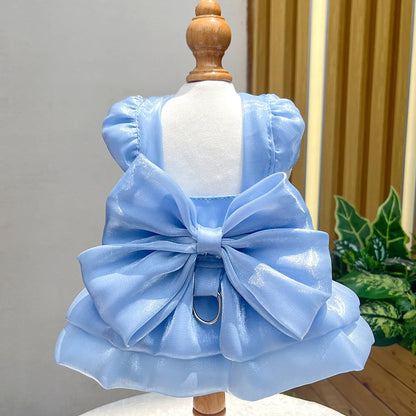 ChicPaws Summer Dress with D-Ring – Elegant Solid Color for Small Dogs & Puppies